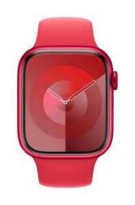 Apple, APPLE Watch Series 9 (GPS + Cellular, Alu) 45 mm - Smartwatch (M/L 160-210 mm, Fluorelastomer, (PRODUCT)RED/(PRODUCT)RED), Apple Smartwatch »Series 9, GPS, Aluminium-Gehäuse mit Sportarmband«, Watch OS 10, 64 GB,)