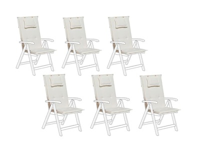 undefined, TOSCANA Hochlehner Set, Beliani - Sitzauflagen 6er Set aus Polyester Skandinavisch TOSCANA, One Size, Schneeweiss