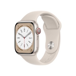 Apple, APPLE Watch Series 8 (GPS + Cellular) 41 mm - Smartwatch (Regular 130 - 200 mm, Fluorelastomer, Starlight Aluminum/Starlight), Apple Watch Series 8 GPS + Cell 41mm Aluminiumgehäuse Sport Band
