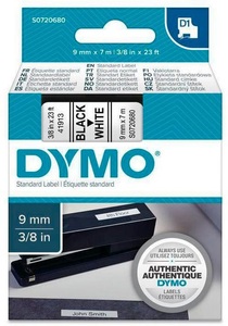 Dymo, Schriftband DYMO D1 40913 Bandfarbe: Weiß Schriftfarbe:Schwarz 9 mm 7 m, Dymo Schriftband D1, schwarz/weiss, 9mm, 7m, S0720680