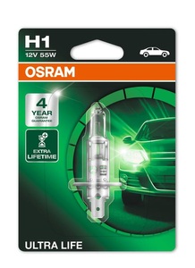OSRAM - (OSRAM), OSRAM - Glühlampe, OSRAM, Ersatzleuchtmittel, Glühlampe ULTRA LIFE H1 12V 55W P14.5s, AUTO & BIKE, 64150ULT-01B