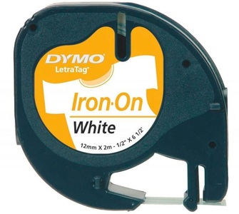 Dymo, DYMO 18768 Schriftband Bandfarbe: Weiß Schriftfarbe: Schwarz 12 mm 2 m, DYMO Schriftband LetraTag 12mmx2m S0718850 weiss, bügelbar