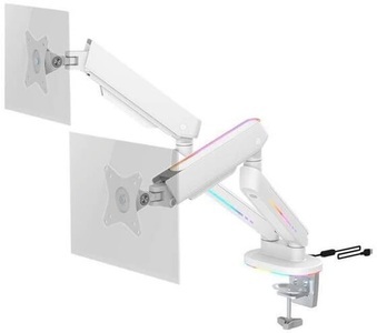 Deltaco, DELTACO GAM-135 - Doppelter Monitorarm (Weiss), 