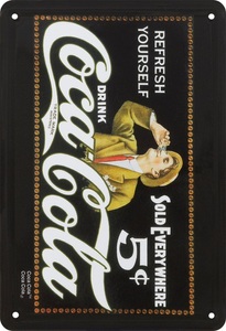 Münder Email, Schild Coca Cola Refresh yourself, Münder Email Schild Coca-Cola Refresh Yourself | 15 × 10 cm