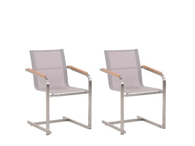 Beliani, Beliani Gartenstuhl Edelstahl beige 2er Set Cosoleto, Beliani - Gartenstuhl 2er Set aus Edelstahl Modern COSOLETO, One Size, Perle
