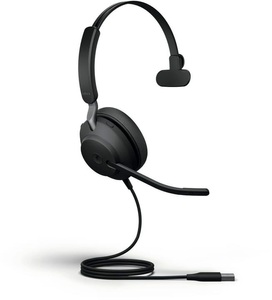 Jabra (Mobile), Jabra Evolve2 40 MS Mono USB-A Headset, Jabra On-Ear Headset Evolve2 40 MS Mono, monaural, USB-A, kabelgebunden, 3 digitale MEMS-Mikrofone, schwarz