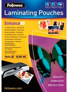 Fellowes, Fellowes 5440602 Laminating Pouches 10X15Cm 25Pcs -, FELLOWES Laminiertasche 10x15cm 5440602 glanz, 80my 25 Stk