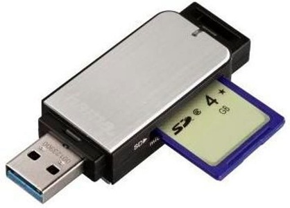 HAMA, Hama 123900 Sd/mic-Sd Usb3 ALU Silver - Kartenleser (Schwarz, silber), Hama 123900 Sd/mic-Sd Usb3 ALU Silver - Kartenleser (Silber/Schwarz)