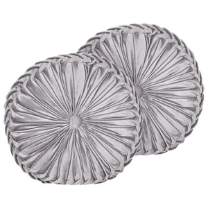 Beliani, Kissen 2er Set aus Samtstoff Glamourös UDALA Kissen 2er Set aus Samtstoff Glamourös UDALA, Beliani - Dekokissen 2er Set aus Samtstoff Glamourös UDALA, One Size, Taubengrau