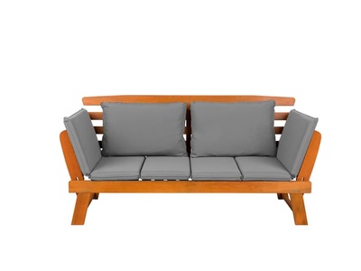 Beliani, Beliani Gartensofa Holz hellbraun verstellbare Armlehnen PORTICI, Beliani - Gartenbank mit Auflage aus Eukalyptus Retro PORTICI, One Size, Taupe