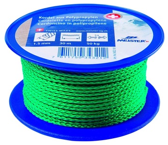 MEISTER, Meister Kordel aus Polypropylen, Meister Kordel Ø 1,5 mm, 30 m, 50 kg, Grün