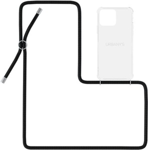 Urbany's, Urbany's - (130cm) iPhone 13 Pro Max Night Owl Necklace Hybrid Hülle Air Cushion Fallschutz + Handykette (PN-TS-I2021PM-NOS) - Transparent / Schwarz, 