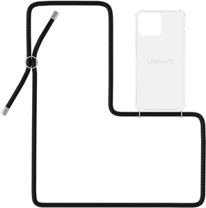 Urbany's, Urbany's - (130cm) iPhone 13 Pro Max Night Owl Necklace Hybrid Hülle Air Cushion Fallschutz + Handykette (PN-TS-I2021PM-NOS) - Transparent / Schwarz, 