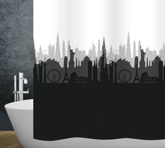 Diaqua, diaqua Duschvorhang City, Diaqua - Duschvorhang Textil City, 180X240CM, Schwarz/Weiss