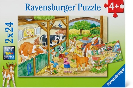 Ravensburger, RAVENSBURGER Puzzle 2x24 Teile Fröhliches Landleben, Ravensburger Puzzle: Fröhliches Landleben