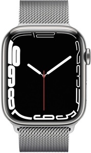 Apple, Apple Watch Series 7 GPS + Cellular 41mm Silver Milanese Loop Smartwatch, Apple Watch Series 7 GPS+Cellular 41mm Uhren Unisex
