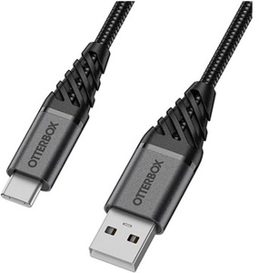 Apple,Asus,Blackberry,Google,HTC,Huawei,LG,Microsoft,Motorola,Nokia,OnePlus,Oppo,Samsung,Sony,Xiaomi, Otterbox - (2m / 3A) Premium Robustes USB auf USB C Nylon Schnellladekabel Datenkabel Power Delivery (78-52665) - Dark Ash Black, USB 2.0 Kabel, USB-A Stecker > USB-C Stecker