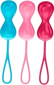 Satisfyer, Satisfyer Kugeln (3er-Set) CO2, Satisfyer Power Balls - Beckenbodentrainer (Pink/Rot/Türkis)