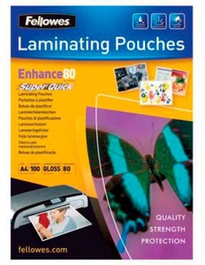 Fellowes, Fellowes Laminierfolie SuperQuick A4, Fellowes SuperQuick Laminierfolien, A4, 80my, 5440001, (100 Blatt)