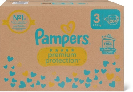 Pampers, Pampers Premium Protection, Gr. 3 Midi, 6-10kg, Monatsbox (1x 204 Windeln), Pampers Premium Protection Windeln