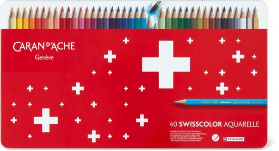 Caran d'ache, Caran d´Ache Wasservermalbare Farbstifte 40 Stück, Caran d'Ache Swisscolor Farbstifte wasservermalbare