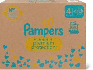 Pampers, Pampers Premium Protection, Gr. 4 Maxi, 9-14kg, Monatsbox (1x 174 Windeln), Pampers Premium Protection Windeln