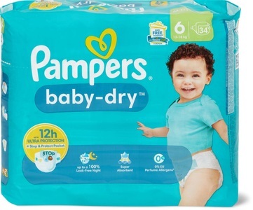 Pampers, Pampers baby-dry Grösse 6 13-18kg (34 Stk), Pampers Baby Dry Windeln