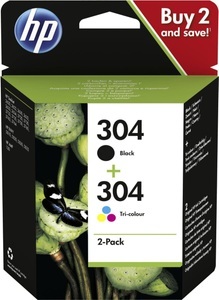 HP INC., HP 304 - 2er-Pack - Schwarz, Farbe (Cyan, Magenta, Gelb) - original - Tintenpatrone, HP Tintenpatrone - 304