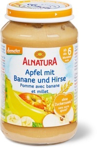 Alnatura, Alnatura Demeter Babygläschen mit Apfel, Banane und Hirse, Alnatura Demeter Babygläschen mit Apfel, Banane und Hirse