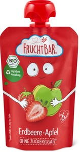 FruchtBar, FRUCHTBAR Fruchtpüree Bio Erdbeere Apfel (100 g), FRUCHTBAR Bio Quetschie Erdbeere Apfel (100g)