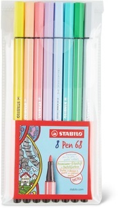 Stabilo, Stabilo Stabilo Fasermaler, Stabilo Pen 68, 1mm, Fasermaler, 68/8-01, (8 Pastell, Etui)