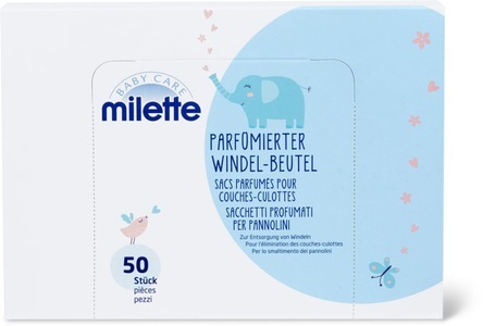 Milette, Milette Parfümierter Windel-Beutel 50 Stück, Milette Parfümierter Windel-Beutel 50 Stück