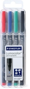 Staedtler, Staedtler Staedtler Lumocolor permanent Universalstift, Staedtler Lumocolor, permanent, Universalstift, 0.6mm, F, 318WP4, (4-farbig assortiert)
