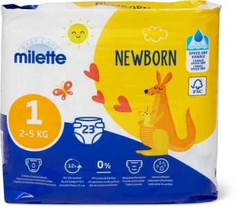 Milette Premium, Milette Windeln Newborn 1 23stk, Milette Newborn 1, 2-5kg