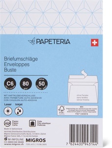 Papeteria, Papeteria C6 Briefumschläge, Papeteria C6 Briefumschläge ohne Fenster