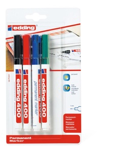 edding, Edding, Edding 400 Permanentmarker, 1mm, 4er Set schwarz