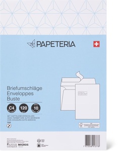 Papeteria, Papeteria C4 Briefumschläge mit Fenster links, Papeteria C4 Briefumschläge mit Fenster links