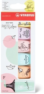 Stabilo, Stabilo Stab Mini Textmarker, Stabilo BOSS MINI Pastel, 46545, (6 Farben assortiert)