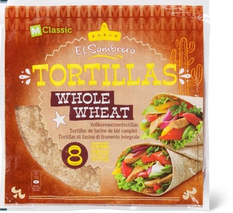 M-Classic, M-Classic Tortilla Whole wheat 6 Stk, M-Classic Tortilla Whole wheat 8 Stk