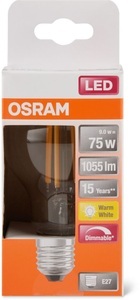 Osram, OSRAM LED EEK A++ (A++ - E) E27 Glühlampenform 9 W = 75 W Warmweiß (Ø x L) 60 mm x 105 mm 1 St., Osram LED Retrofit CLASSIC A DIM 75 CL 2700K E27