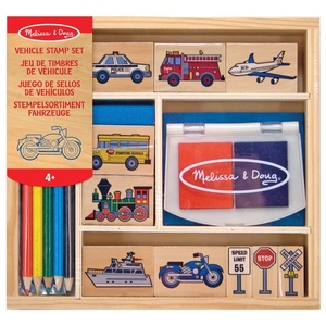 Melissa & Doug, Melissa & Doug Stempel-Set VEHICLE aus Holz, 