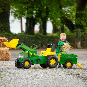 undefined, John Deere Trettraktor mit Lader, rolly toys® Trettraktor »rollyJunior John Deere mit Lader und Trailer«, Made in Europe Made in Germany
