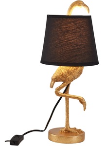 Reality Leuchten, Tischleuchte Lola mit Flamingo-Figur, schwarz/gold, Tischleuchte Lola mit Flamingo-Figur, schwarz/gold