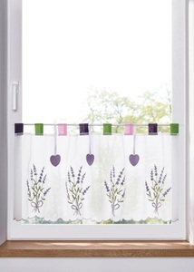 bpc living bonprix collection, Scheibengardine mit Lavendel Stickerei, 