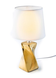 Reality Leuchten, Tischleuchte Abeba, Ø 15 cm, weiß-gold, 