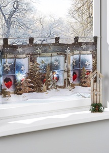 bpc living bonprix collection, LED-Scheibengardine mit Weihnachtsdruck, Delindo Lifestyle Scheibengardine »Winterlandschaft«, (1 St.), mit Schlaufenaufhängung, für die Küche