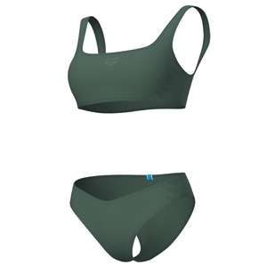 ARENA, Arena Bustier-Bikini »WOMEN'S ARENA TEAM STRIPE BIKINI BR«, (2 St.), Arena W Arena Team Stripe Bikini Bralette Bikini Set Damen Grau, Grösse: L