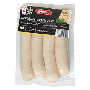 Alpina, Geflügel-Bratwurst, 4er-Pack, Geflügel-Bratwurst, 4er-Pack