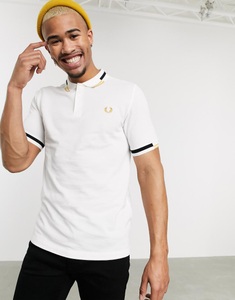 FRED PERRY, Fred Perry abstract tipped polo shirt in white, 