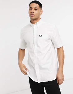FRED PERRY, Fred Perry short sleeve oxford shirt in white, 